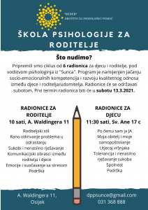 Škola psihologije za roditelje - poziv na radionice